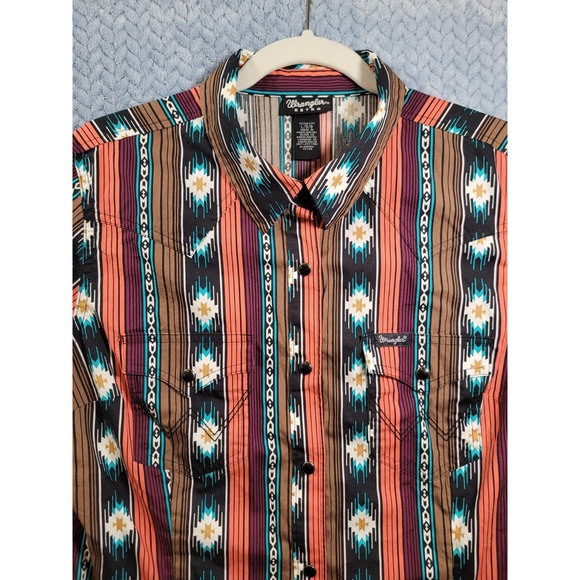 Wrangler Sweaters - Wrangler Retro Womens Shirt Large Aztec Western Pearl Snap Rodeo Cowgirl